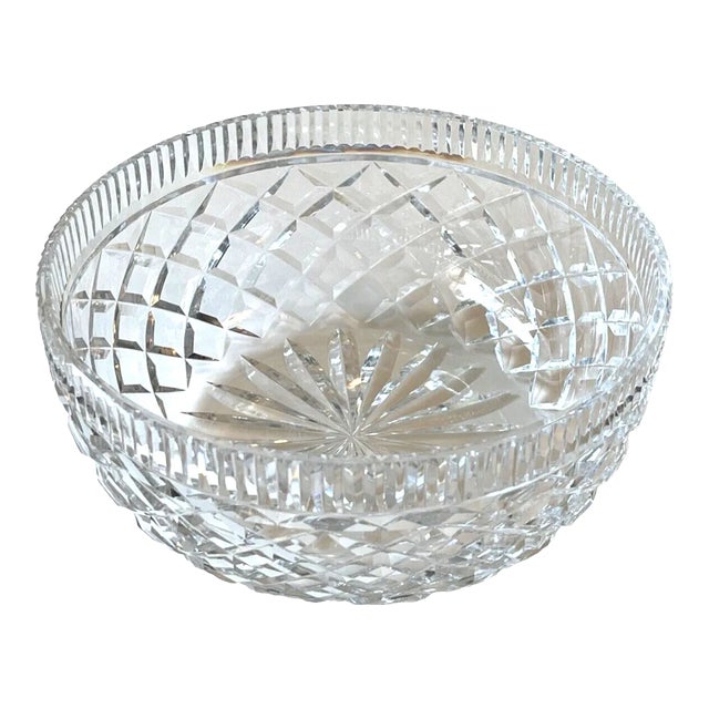 Vintage Waterford Crystal Diamond Faceted Glass Bowl For Sale