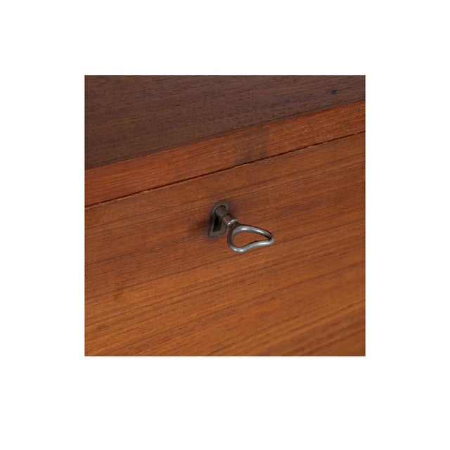 1970s Mid-Century Modern Teak Secretary Desk Vanity With Mirror For Sale - Image 11 of 11