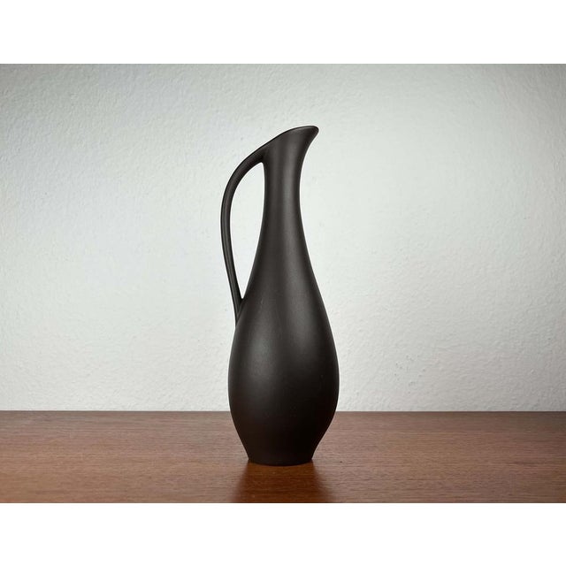Mid-Century Modern Minimalist Wormser Terra-Sigillata Pottery Carafe Vase, Germany, 1960s For Sale - Image 9 of 13