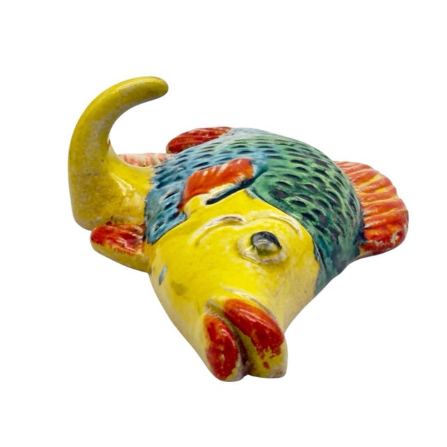 Mediterranean Italian Fish Ceramic Wall Plaque & Hook For Sale - Image 3 of 10