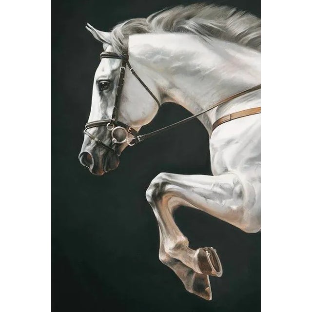Horse Painting Oil on Canvas, a Contemporary White Horse Portrait