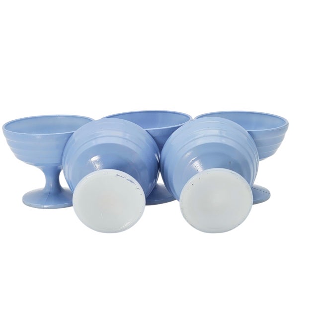 Hazel Atlas Moderntone Platonite Blue Sherbet Bowls, Set of 5 (1930s–40s) For Sale - Image 10 of 10