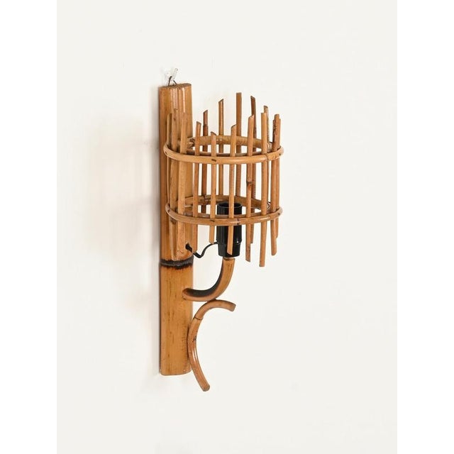 1960s Mid-Century Modern Rattan Lantern Sconces by Louis Sognot, France, 1960s, Set of 2 For Sale - Image 5 of 13