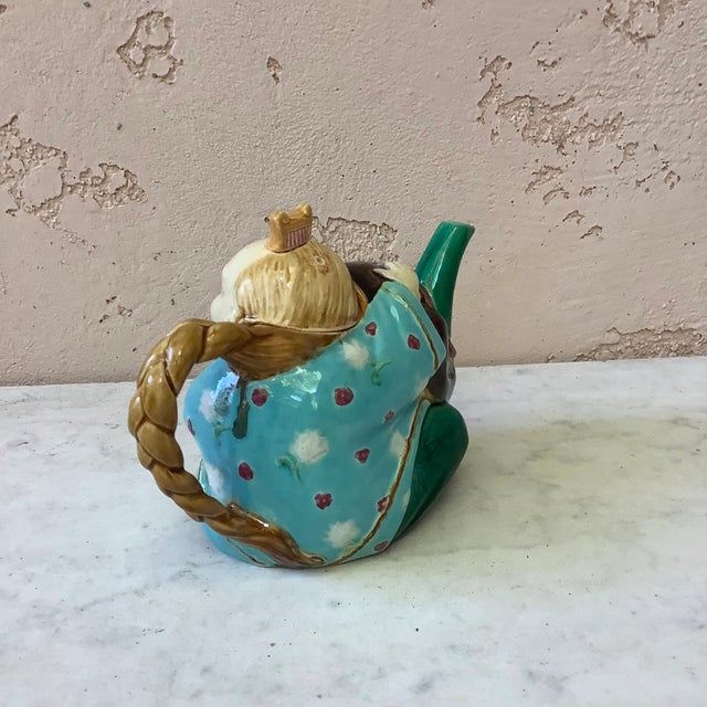 Aqua 19th-Century Majolica Minton Chinaman Figural Teapot For Sale - Image 8 of 12
