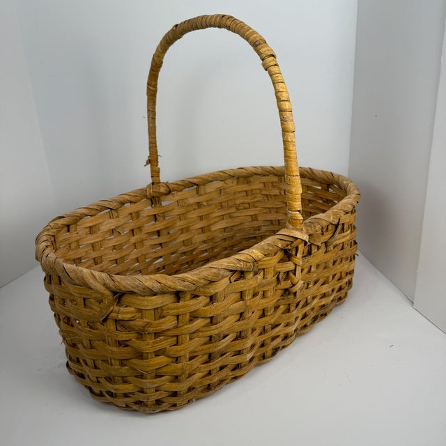 Vintage Oval Split Wood Gathering Basket For Sale - Image 9 of 17