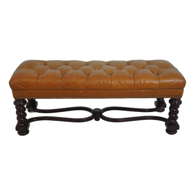 Hancock & Moore Tufted Leather Window Bench For Sale