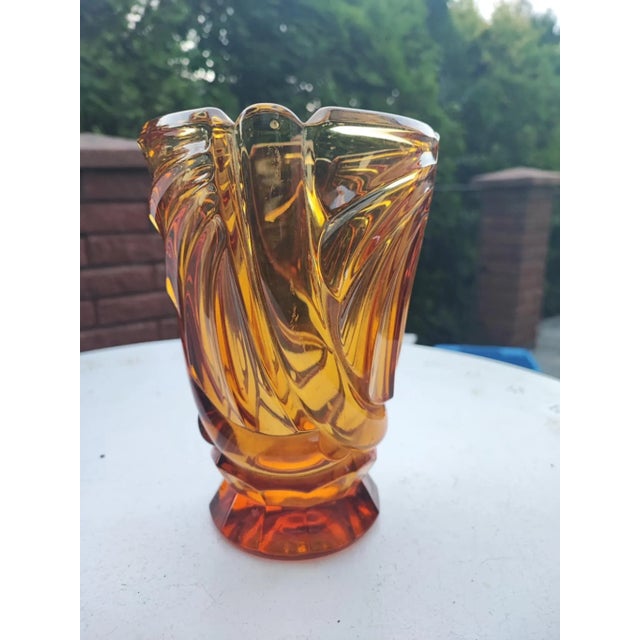 Vintage Art Deco Glass Vase, 1930s For Sale - Image 3 of 6