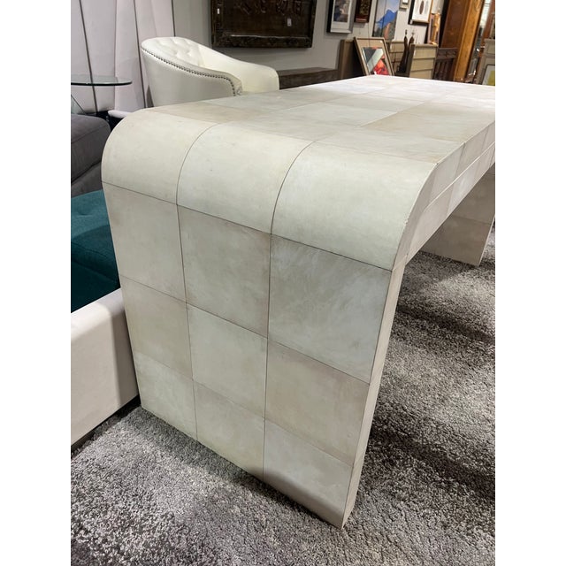 Restoration Hardware Restoration Hardware Parchment Leather Desk For Sale - Image 4 of 6