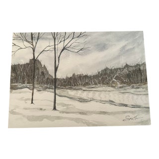 “Cabin View” Original Watercolor by Nancy Smith For Sale