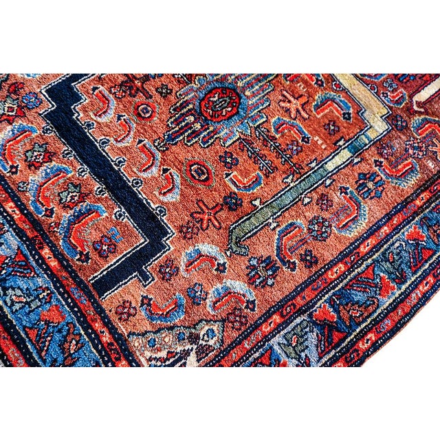 Antique Red Traditional Geometric Persian Malayer Handknotted Wool Carpet Rug For Sale - Image 11 of 11