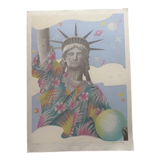 Barbara Cesery Signed Lithograph of Lady Liberty For Sale