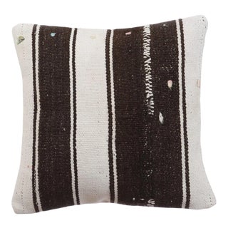 Striped White & Brown Kilim Pillow For Sale
