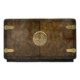 Vintage Mastercraft Style Burl Wood & Brass Sideboard For Sale