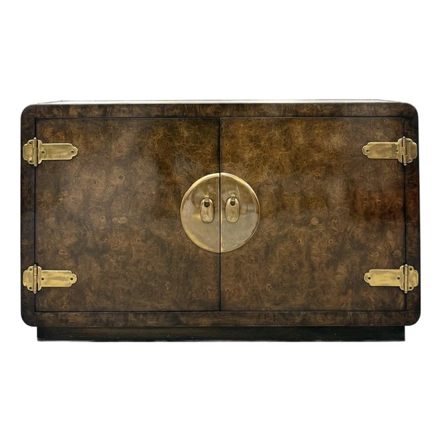 Vintage Mastercraft Style Burl Wood & Brass Sideboard For Sale