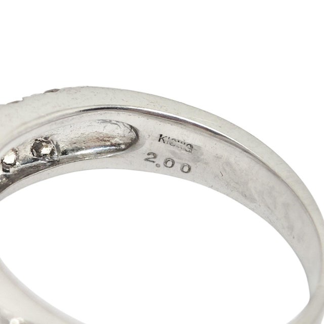 Vintage 18k White Gold Diamond Floret Ring, Size 5.5 For Sale - Image 10 of 11