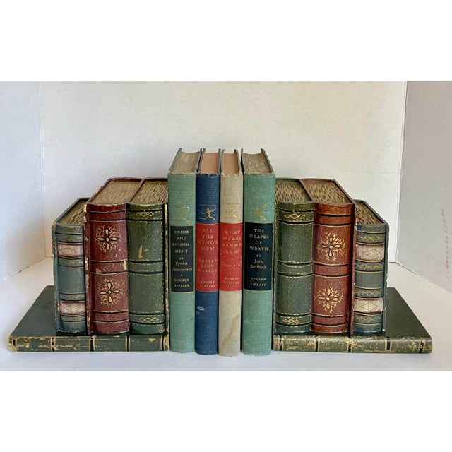 A Pair of Faux Figurative Stack of Books Wood Bookends For Sale - Image 12 of 12