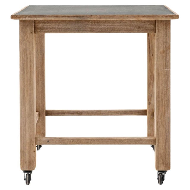 20th Century Belgian Wooden Side Table on Wheels For Sale - Image 15 of 18