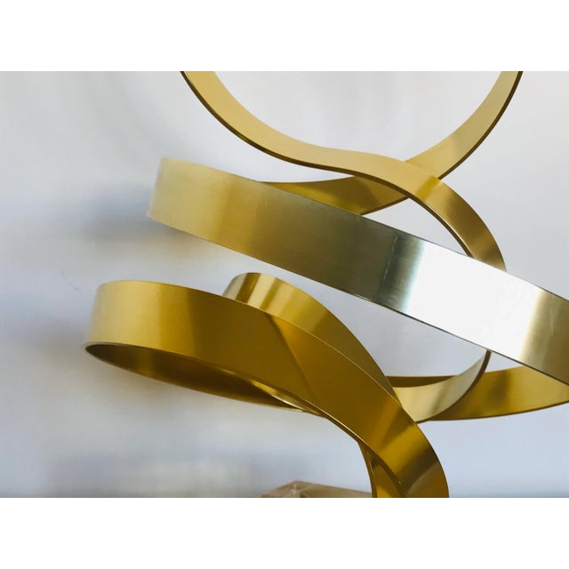 Dan Murphy (B.1942 Chicago) Gold Toned Ribbon Sculpture Dated 1986 For Sale - Image 9 of 13