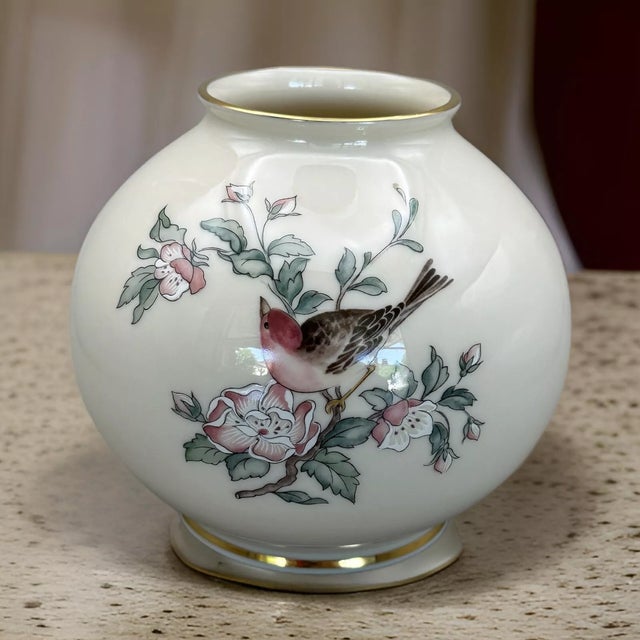 Lenox Vintage Lenox Porcelain Serenade Globe Vase For Sale - Image 4 of 4