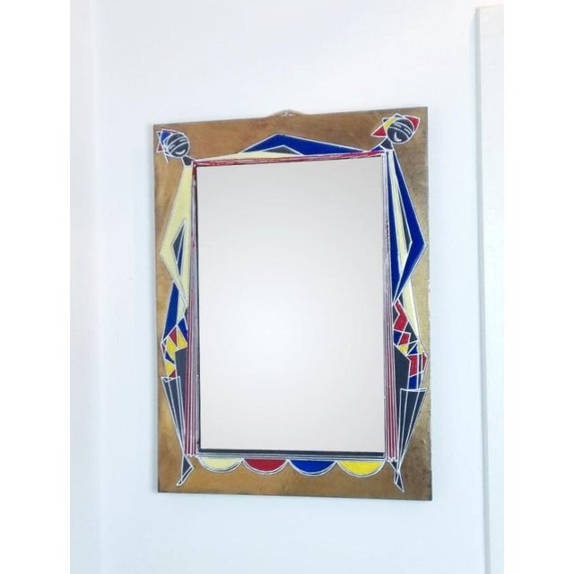 Italian Wall Mirror in Enamel by Siva Di Poggibonsi, Italy, 1960s For Sale - Image 4 of 14