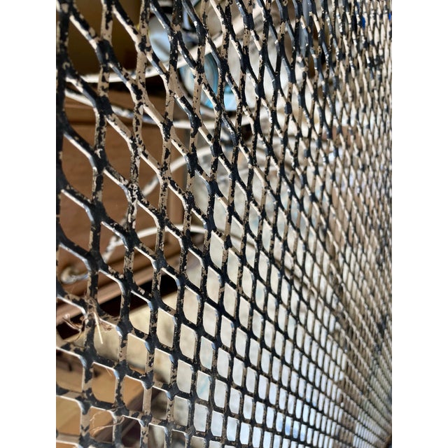 Mid 20th Century Round Wrought Iron Table W/Umbrella Hole Mesh Top Salterini Woodard Style Outdoor For Sale - Image 11 of 11