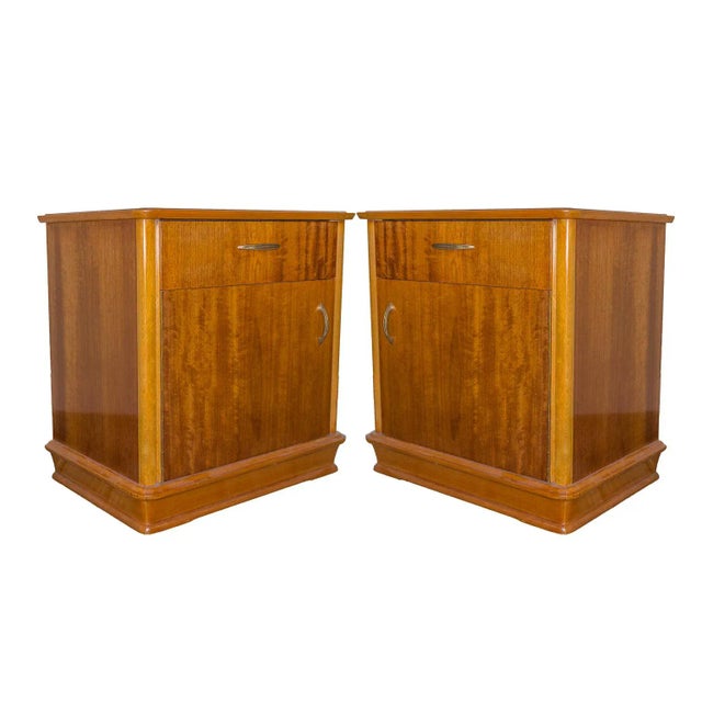 Pair of French Mid-Century Mahogany Veneered Nightstands With Original Hardware For Sale - Image 13 of 13