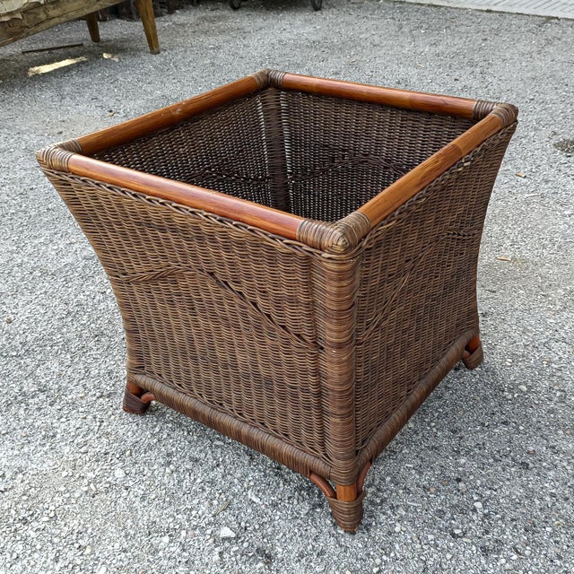 Coloured Bamboo Wicker and Wicker Pot Holder, Italy, 1970s For Sale - Image 3 of 9