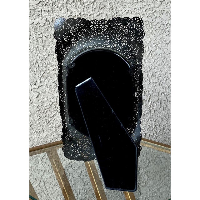 Late 20th Century Late 20th-Century Art Nouveau-Inspired Bronze-Tone Filigree Easel Back Picture Frame For Sale - Image 5 of 18