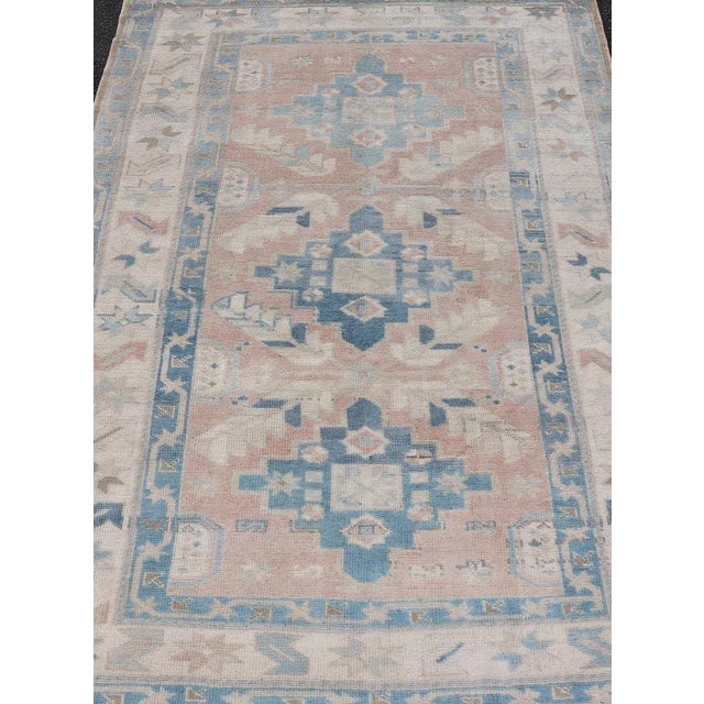 Tribal Turkish Oushak Vintage Carpet With Tri Medallion Design 4'5 X 6'8 For Sale - Image 3 of 10