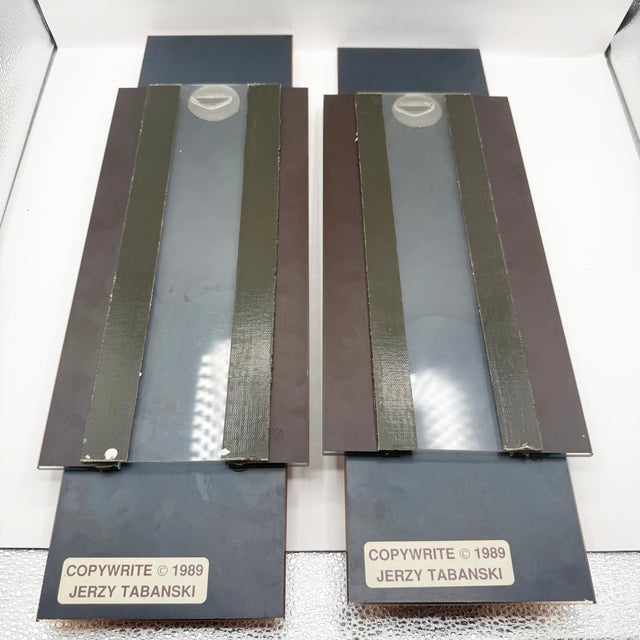 Vintage Art Deco Copper Mirror Wall Panels – Post Modern Geometric Pair For Sale - Image 14 of 15