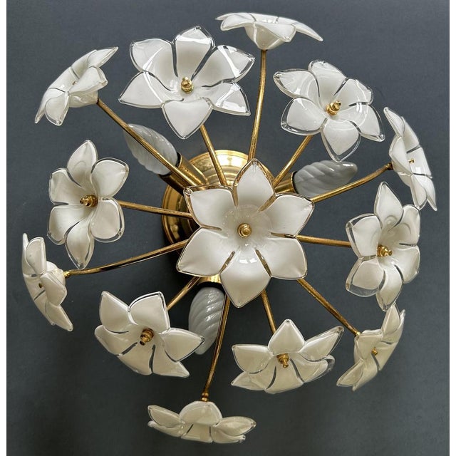 White Daisies Murano Ceiling Light, 1980s For Sale - Image 3 of 15