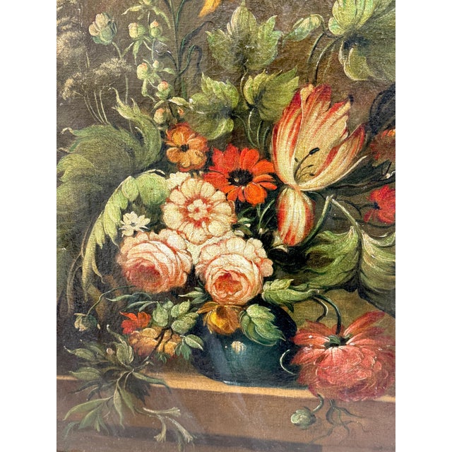Antique Dutch Floral Still Life Signed “A. van Sijnkens”, 19th C or Older For Sale - Image 13 of 13