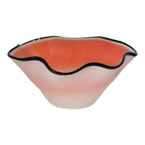 Hand Blown Opalescent Art Glass Wave Bowl Centerpiece in the Manner of Chihuly