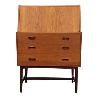 Vintage Mid Century Modern Teak Secretary Desk For Sale