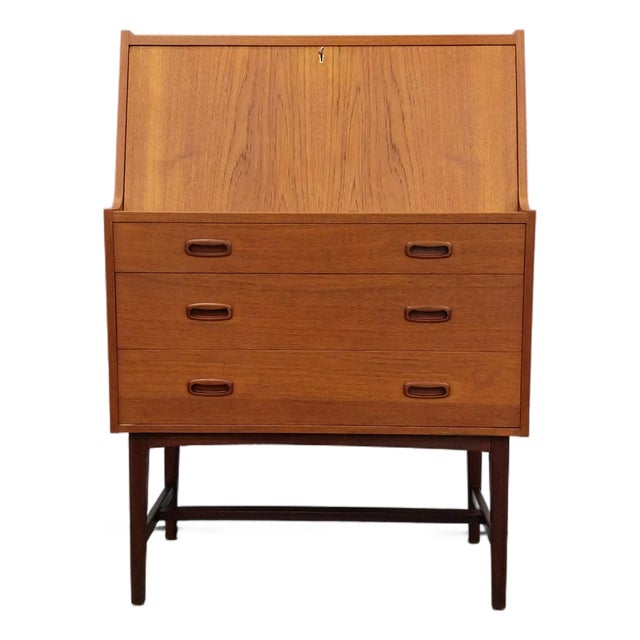 Vintage Mid Century Modern Teak Secretary Desk For Sale