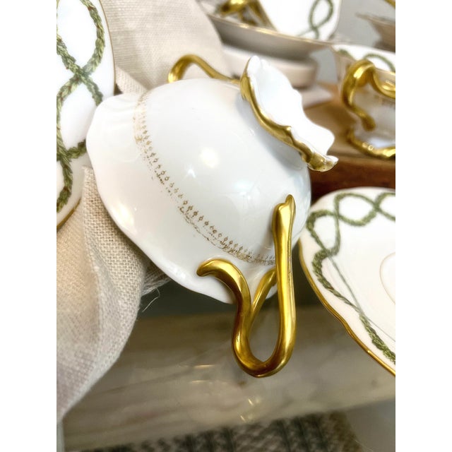 French Antique Davis Collamore & Tressemann & Vogt French Bouillon Bowl & Saucers Set- 20 Pieces For Sale - Image 3 of 7