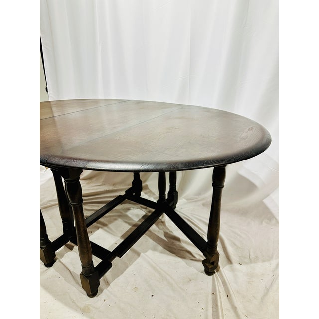Brown Antique English Oak Gateleg Drop-Leaf Table For Sale - Image 8 of 9