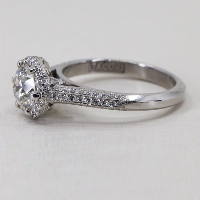 Tacori Platinum mounting set with GIA (2215860110) 1.04 carat H color VVS1 clarity round brilliant and 72 round diamponds...