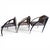 Vintage set of black lacquered armchairs in the style of Paul Frankl Modernage "D" chairs, featuring curved wooden...