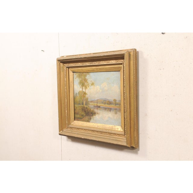 Late 19th C. River Landscape W/ Sailboat For Sale - Image 4 of 14
