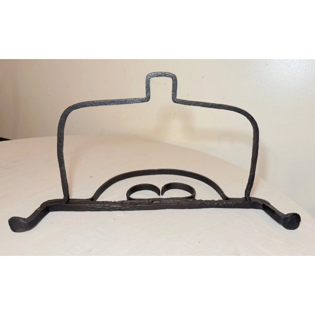 Rare Antique 17th Century Handmade Heavy Wrought Iron Hanging Fireplace Trivet For Sale - Image 9 of 11