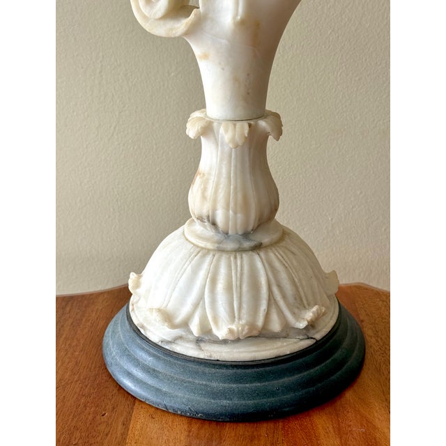 Antique Neoclassical Carved Alabaster Lamp, Rewired For Sale - Image 4 of 12
