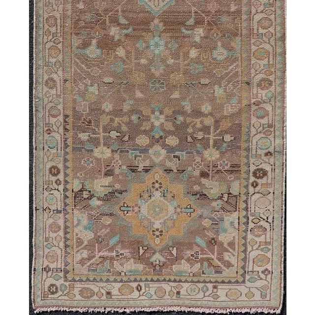 Tan Vintage Hamadan Runner With Medallions Set on a Tan Field 3' 5 X 9' 9 For Sale - Image 8 of 11
