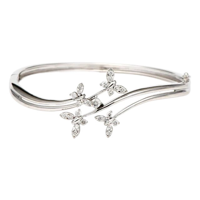 14KW Diamond(0.65) Butterfly Bangle Bracelet For Sale