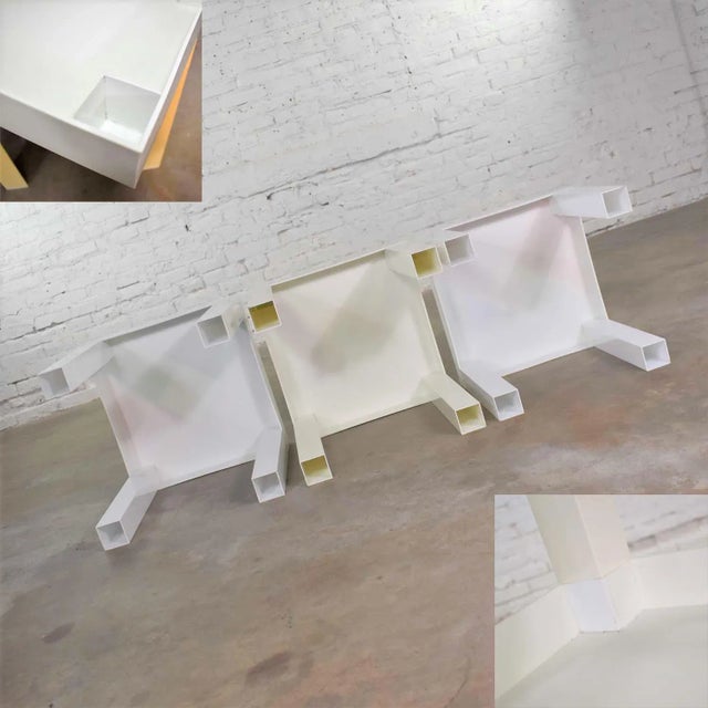 MCM Trio of Mod Pop Art Side Tables Plastic Square Parsons Style After Kartell or Syroco For Sale - Image 12 of 13