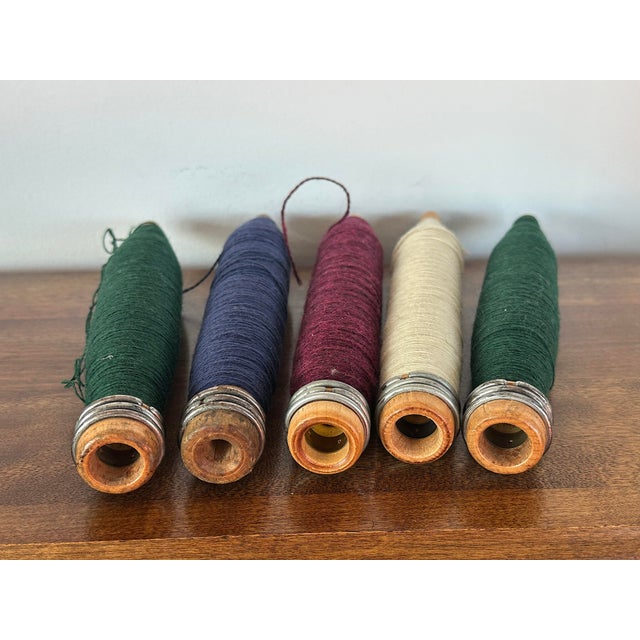 Antique Textile Weaving Bobbins Set of 5 For Sale In New York - Image 6 of 12