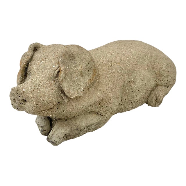 20th Century Vintage Concrete Garden Pig Statue For Sale