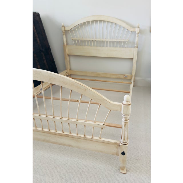 Ethan Allen Ethan Allen French Country Wheatback Queen Bedframe in Antique White For Sale - Image 4 of 5