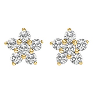 10K Yellow Gold 1/2 Cttw Lab Grown Diamond Star Stud Earrings For Sale