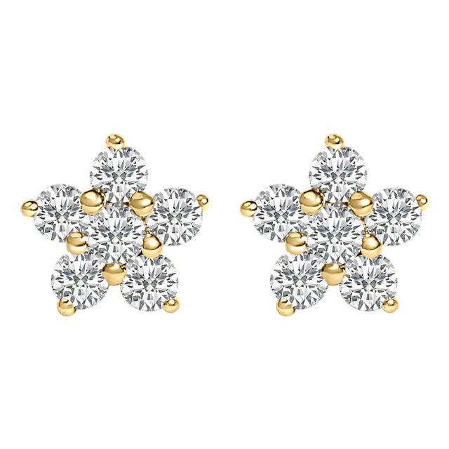 10K Yellow Gold 1/2 Cttw Lab Grown Diamond Star Stud Earrings For Sale